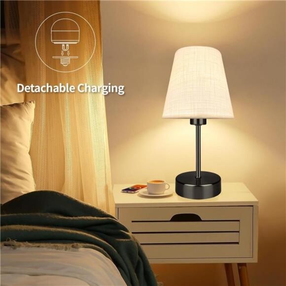 Mini Table Lamp Rechargeable Cordless Dimmable Night Light Warm Soft LED Bedroom - Picture 6 of 7